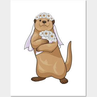 Otter Bride Flower Wedding Posters and Art